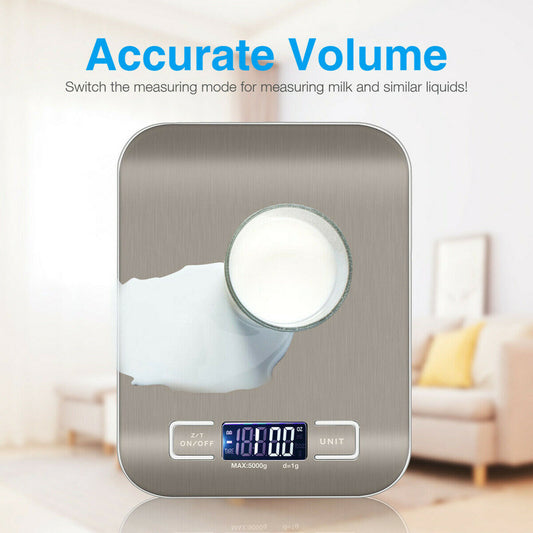 Premium Digital Kitchen Scale – Slim Stainless Steel, High Precision for Cooking & Baking (5kg/11lb)