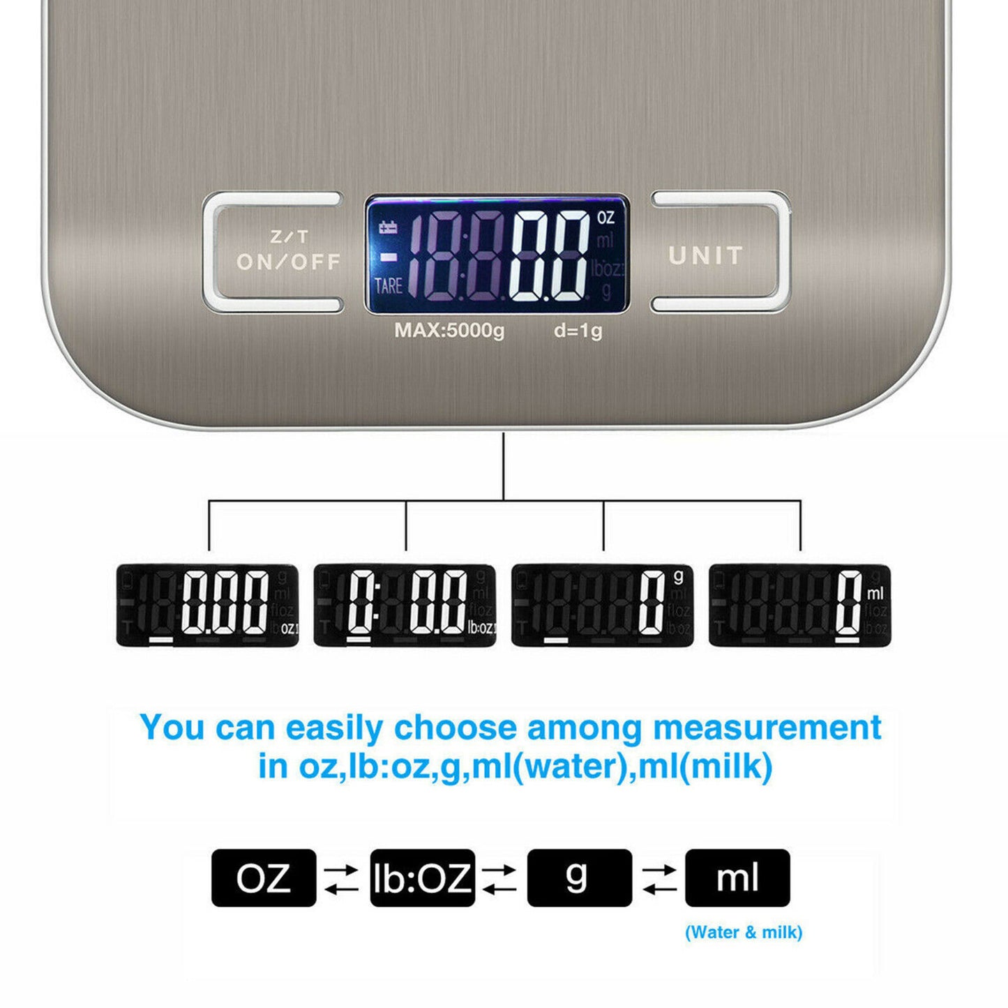 Premium Digital Kitchen Scale – Slim Stainless Steel, High Precision for Cooking & Baking (5kg/11lb)