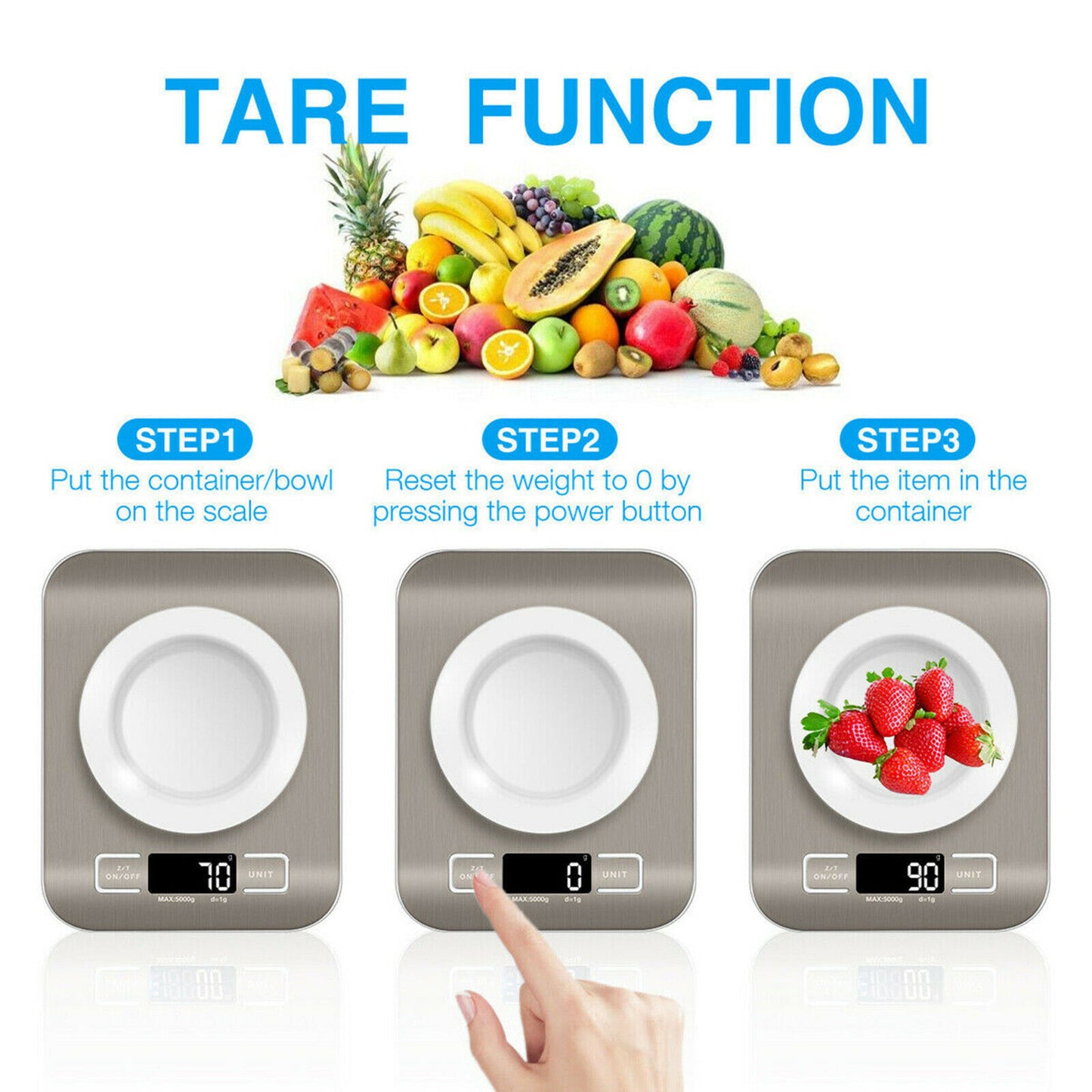 Premium Digital Kitchen Scale – Slim Stainless Steel, High Precision for Cooking & Baking (5kg/11lb)